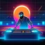 Placeholder: Dance hall ,dj play ,laser lights, l, beard DJ play music with DJ desk, disco ball