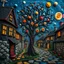 Placeholder: Photograph hasselblad h6d400c --ar 85:128 --v 6.0 of a fairy old bewitched street, tree, made of felt, art, tiltshift, 3d deep field, galaxies and planets, needlepoint, Joan Miró, odd, abstract, expressionist style, colorful