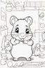 Placeholder: blank colouring book, white blank background, simple picture for toddlers, hamster, disney and pixar style