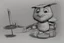 Placeholder: a toon character seating on film reel his hand with drawing paper and pencil and draw somthing