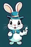 Placeholder: White Rabbit wearing a top hat holding a magic want winking cartoon style