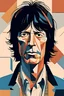 Placeholder: an detailed abstract flat geometric portrait illustration of Jeff Beck with highly detailed facial features in the minimalist style of Willi Baumeister, Federico Babina and Petros Afshar, sharply drawn and finely lined, in vibrant natural colors
