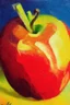 Placeholder: Abstract impasto oil painting of an apple