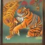 Placeholder: ancient indian yali mythical creature fighting a tiger painting