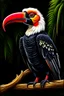 Placeholder: Hornbill bird full body, digital art, photo, illustration, digital painting,oil painting, smooth, sharp focus, highly detailed