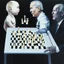 Placeholder: Complex Surgical Instruments,Putin,President Xi jinping,Joe Biden Play Chess with a Newborn Boy,absolute order,black background,surrealism,minimalism,Painting By Adrian Ghenie,Michelangelo,Rene Magritte,Lucian Freud,Salvador Dali,Pablo Picasso