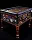 Placeholder: A violet and black pinball themed circus designed in German folk art painted by Clyfford Still