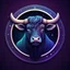 Placeholder: Create dark zodiac sign Taurus in the circle around stars and gradient background