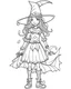 Placeholder: outline art for halloween coloring pages for kids with witch , white background, Sketch style, full body, only use outline, clean line art, white background, no shadows and clear and well outlined, coloring page for kids,