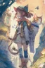 Placeholder: a girl and cat on a adventure, 4k, full detail, high resolution, digitalart, anime, watercolor