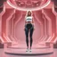 Placeholder: picture of lady with a top and cifi pants stye design posing in a 3d recursive structures stage