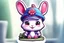 Placeholder: cute stickers, style cartoon, cute Super Deformed Character, white border, high quality, colorful, Detailed illustration of a cute little rabbit wearing a Hemin Kaminski hat, by yukisakura, awesome full color, typography, 3d render