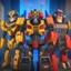 Placeholder: Optimus prime, bumblebee and ratchet at the radio station podcast show, ultra definition 4k sitcom style tv show.