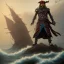 Placeholder: a pirate warrior in dark red armor, on his ship, a highly detailed illustration, background of giant crashing ocean waves, realistic render, 8 k, micro detail, intricate, elegant, centered, digital painting, Artstation, smooth, sharp focus, illustration, artgerm, tomasz alen kopera, peter mohrbacher, donato giancola, joseph christian leyendecker, wlop, boris vallejo