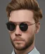 Placeholder: a young man, BLONDE hair, beard, green eyes, glasses, anime, deep colors, cyberpunk, great pose, Realistic photography, incredibly detailed, ultra-high resolution, 8k, complex 3d render, cinema 4d.