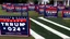 Placeholder: trump and maga 2024 campaign signs all over lawn