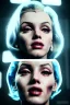 Placeholder: Ultra Realistic image, portrait, blonde woman, sweet Marylin Monroe face, perfect iris, glow eyes, makeup. Cyberpunk style, oversized transparent latex coat, yakuza tattoos. fog, rain, soft color, highly detailed, unreal engine 5, ray tracing, RTX, lumen lighting, ultra detail, volumetric lighting, 3d, finely drawn, high definition, high resolution.