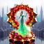 Placeholder: very complex structure ,pretty viberating color environment 3d metalic and crystal recursive animating beveled geometric base very complex structure future world evolving background and goddess of love in a pretty cleric dress comes out dancing gracefully , viberating color moving very in modern city escap environment while camera tracking it.