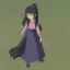 Placeholder: Girl with Pink pony tail hair dressed as the grim reaper.