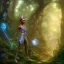 Placeholder: blue ridge mountains environment, fairy novel character, portrait, vibrant colors in the style of athletic african princess, colorful volumetric reflective lighting effects, beautiful spirit ultra detailed, Intricate concept character design is walking through the dark forest woods