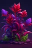 Placeholder: zehirli bitki, oyun stili, mor ve kırmızı renklerde, epik sıra dışı görünümlü bir bitki
