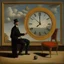 Placeholder: cover art surrealist painting called 'today I am thinking about time by dali and picasso and magritte and Breughel