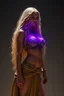 Placeholder: VERY BEAUTIFUL WOMAN FROM THE PLANET VENUS, WITH STRANGE CLOTHES ON HER BODY, LONG GOLDEN HAIR WITH A PURPLE AURA ON HER BODY