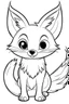 Placeholder: Coloring page for kids with a cute cartoon fox, very Bold outlines and white background, minimal number of elements