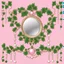 Placeholder: Create an Artwork of a Mirror with ivy branches and pearls necklace, Like a creative Logo for a Varasity Jacket to put a random number uin it, Vector illustration. Colors should be pink and green