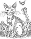 Placeholder: b/w outline art for kids coloring book page Animal-themed, coloring pages, cat in it's Habitat, full white, adults style, white background, whole body, Sketch style, full body (((((white background))))), only use outline., cartoon style, line art, coloring book, clean line art, Sketch style, line-art