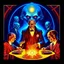 Placeholder: cosmic horror, less than zero, seance conjuring Pazuzu, by Ray Johnson and Michael Whelan, acid wash mind-bending illustration; asymmetric, deconstructed, dark shines surrealism, sinister