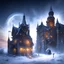 Placeholder: nightsky, blue, black, fields, abandoned buildings, ruins, cottage, gothic castle, metal, gold,