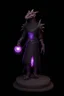 Placeholder: a black and purple, female argonian artificer who uses Tesla coils as weapons, skinny, lightly armored