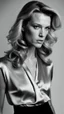 Placeholder: photography of a beautiful anorexic woman, silver satin blouse, megyn kelly show