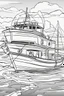 Placeholder: coloring page for kids, BOAT, thick outline, low details, no shading, no color