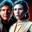 Placeholder: old carrie fisher embracing harrison ford in star wars, waist up portrait, photorealistic faces, intricate, oil on canvas, masterpiece, expert, insanely detailed, 4k resolution, cinematic smooth, intricate detail , soft smooth lighting, soft pastel colors,