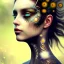 Placeholder: Portrait of beautiful girl, face dept of field,face shining, plant, metal, feathers, Dryad, fae, sidhe, ominous, nature, plants, wildflower sparkle,wildflower 3d view, facepaint, dnd character portrait, intricate, oil on canvas, masterpiece, expert, insanely detailed, 4k resolution, retroanime style, cute big circular reflective eyes, cinematic smooth, intricate detail , soft smooth lighting, soft pastel colors, painted Renaissance style,sharp fucus, bokeh,macro lens, 1500mm lens