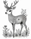 Placeholder: A small deer made of flowers and water. Art drawing ; link , super detailed, line art, vector, svg, coloring book, coloring book page style,