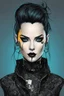 Placeholder: Create a wild, imaginative, goth punk girl with highly detailed facial features, in the vector graphic style of Nirak1,Christopher Lee, and Cristiano Siqueira, utilizing simple shapes , vibrant colors, 3d vector