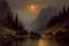 Placeholder: mistery night, mountains, rocks, river, epic, gothic and dark, wilfrid de glehn, friedrich eckenfelder, and anna boch impressionism paintings