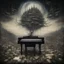 Placeholder: Ethereal, glitchy dreamscape, Phlegm, surreal dark fantasy, pianist