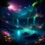 Placeholder: beautiful fairy land in space,night lights,flowers,river,waterfall,trees