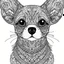 Placeholder: Chihuahua, front view, mandala, minimal lines, cartoon, white back ground color, real style, realistic, minimalistic, minimal black line art, line art, crisp line art, unique coloring sheet, outlined, outline, crisp, crisp line edges, illustration, thin lines, crisp clear lines, line art, clean line art, unique, 8k, amazing, masterpiece, no colors, no dark color, no black color, avoid thick black, minimalistic line edges, pure white back ground, image character full fit to page,