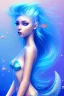 Placeholder: girl, cute, beautiful, mermaid tail, blue hair, underwater, glitter