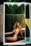 Placeholder: realistic undressed supermodel, magazine analog photography from the 90's, polaroid colors, summer evening, pool, sundown, very beautiful face and skin, France