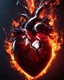 Placeholder: Masterpice, realistic human heart, burn and smoldering, melting, art, abstract, 8k, HDR