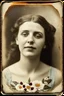 Placeholder: Une bouche de femme avec des fleurs brodees, , tintype