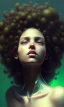 Placeholder: girl, cute, beautiful, curly locks, black hair, green skin, brown eyes, black tee shirt, head and shoulders portrait, 8k resolution concept art portrait by Greg Rutkowski, Artgerm, WLOP, Alphonse Mucha dynamic lighting hyperdetailed intricately detailed