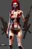 Placeholder: 12k ultra-high-definition rendering of a zombie model in a photo studio ,The zombie, adorned in a red ripped tight dress, ripped sideways from top to bottom, long slit, shoes are fashionable platforms, big gun on side thigh, exudes a sinister aura under the studio's dark and mysterious lighting