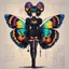 Placeholder: full body portrait illustration , with detailed blueprints and engineering schematics of a walking hybrid Madagascan sunset moth insect girl, antennae, neck fur, black sclera, in anime style, with highly detailed facial features, drawings, and technical notation, 8k, vibrant natural colors